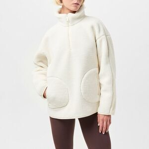 Sweaty Betty NWT Plush Textured Half Zip Studio White Oversized Small